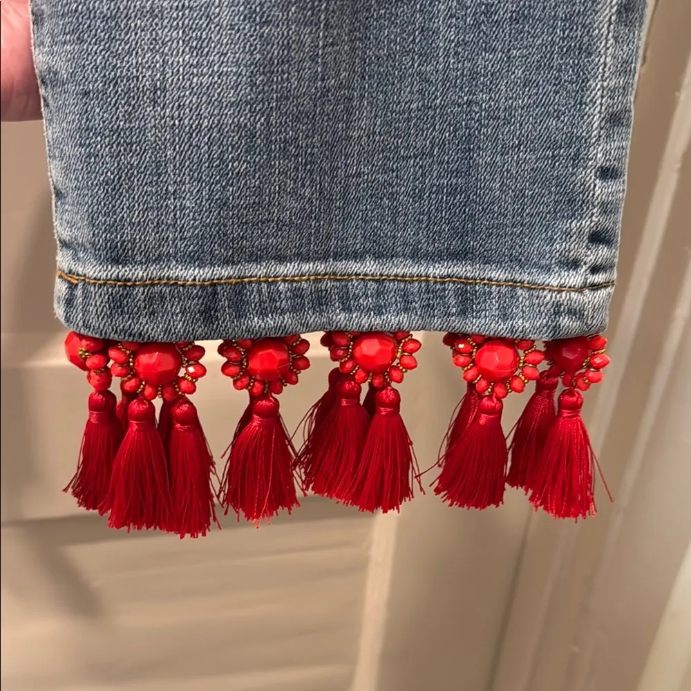 Pilcro Slim Boyfriend Jeans with Red Tassels - Image 5