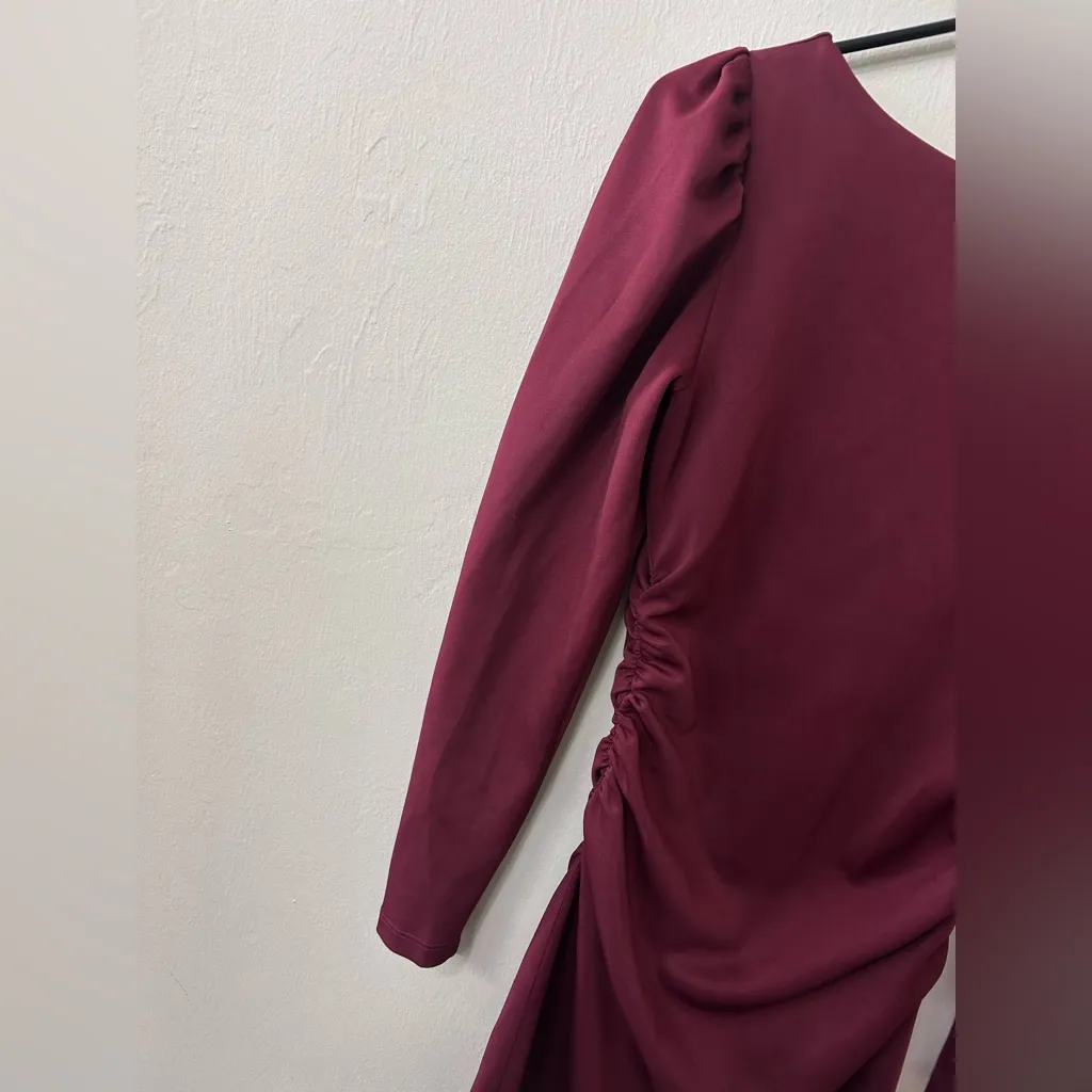 Susana Monaco Elegant Burgundy Ruched Dress - Image 2