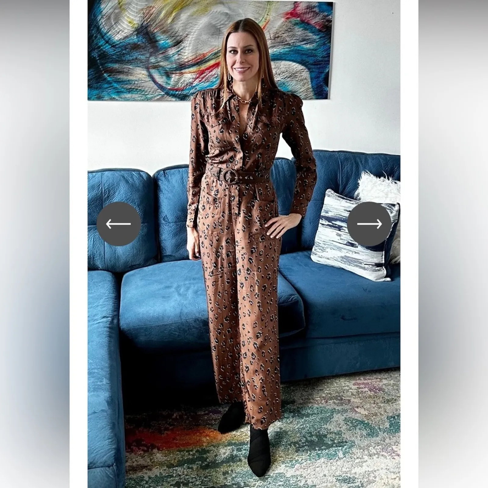 Blogger fav NICHOLAS animal print jumpsuit Brown Size 6 - Image 7