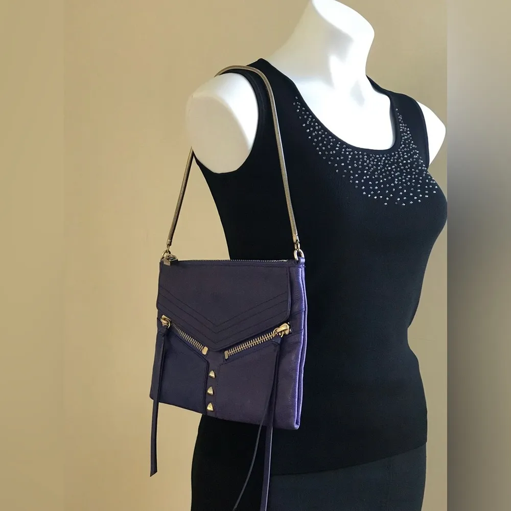 Botkier Vintage Cobalt Leather Purple Crossbody With Gold Hardware Bag L… - Image 2