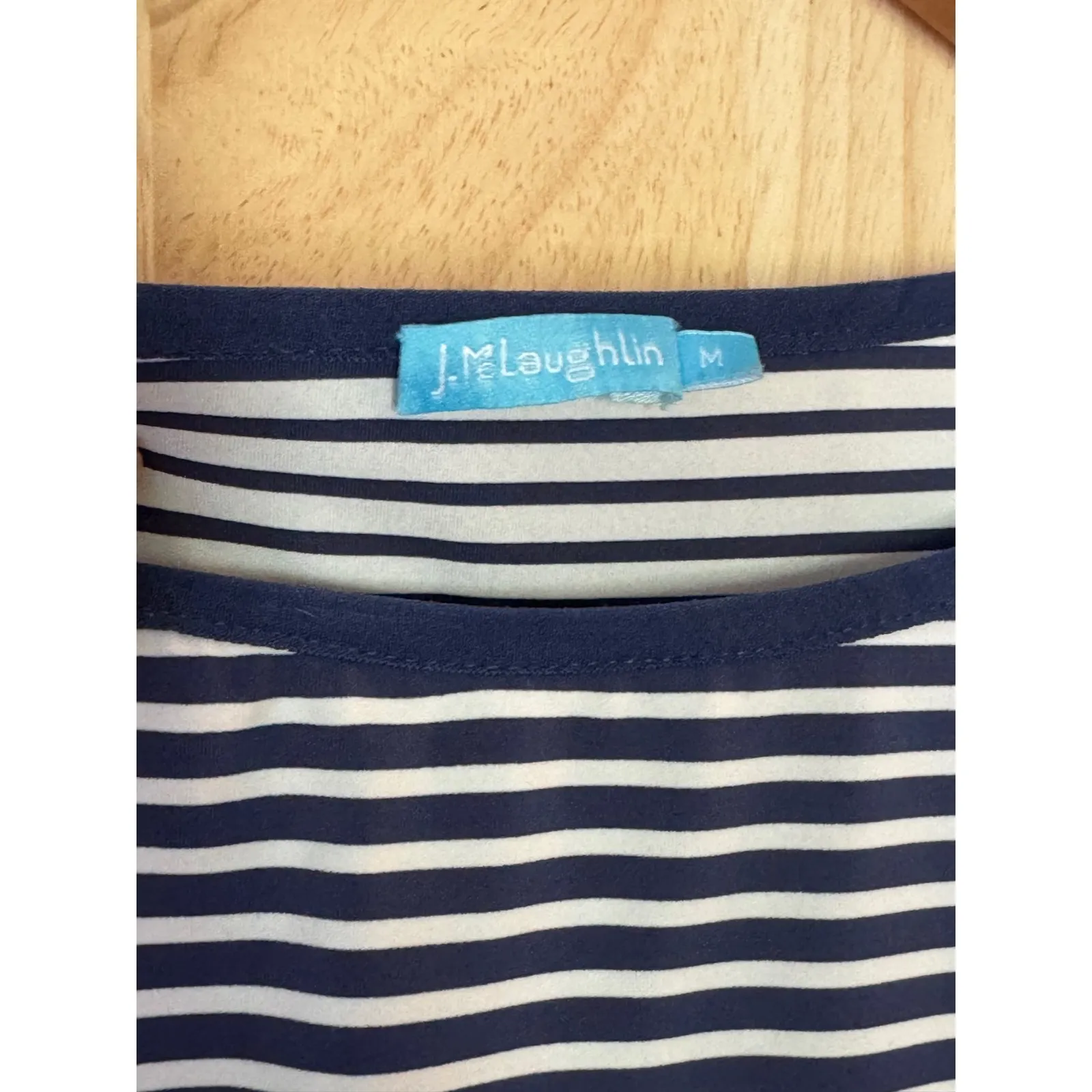 J.McLaughlin Striped 3/4 Sleeve Top Nautical Navy‎ Blue White Medium Casual - Image 2