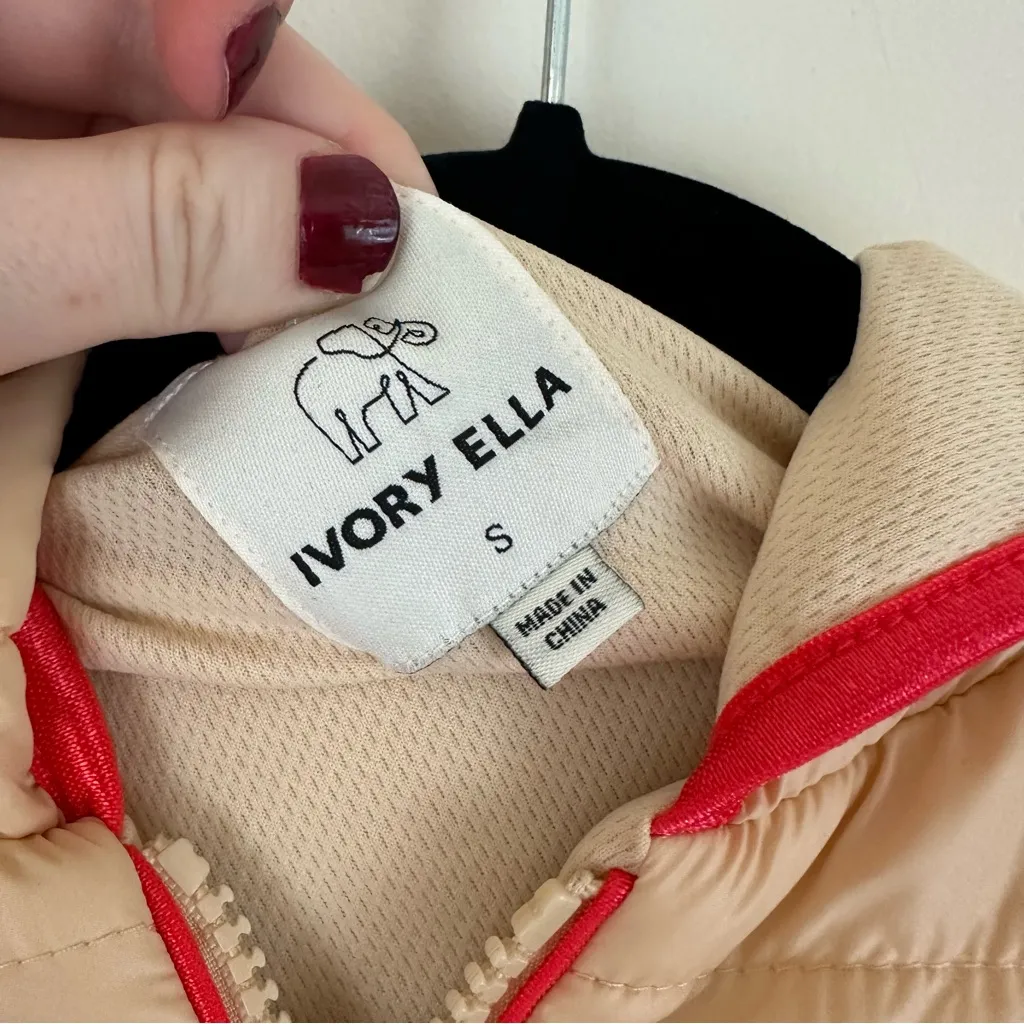 Ivory Ella Cream and Tan Teddy Half Zip Jacket Size Small - Image 4