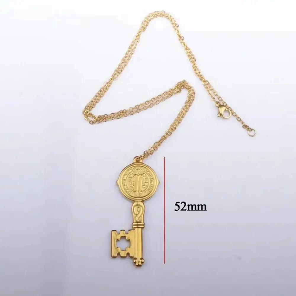 NEW Unisex Gold-Plated Saint Benedict‎ Key Pendant Necklace, 16-18” - Image 6