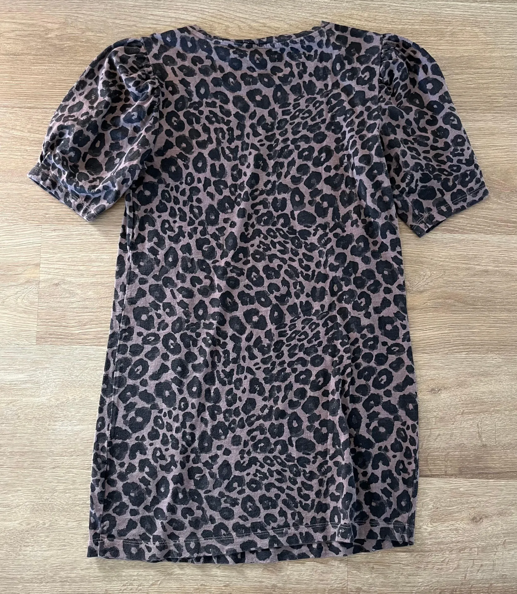 Leopard Animal Print Puff Short Sleeve Tee T-Shirt Dress - Image 5