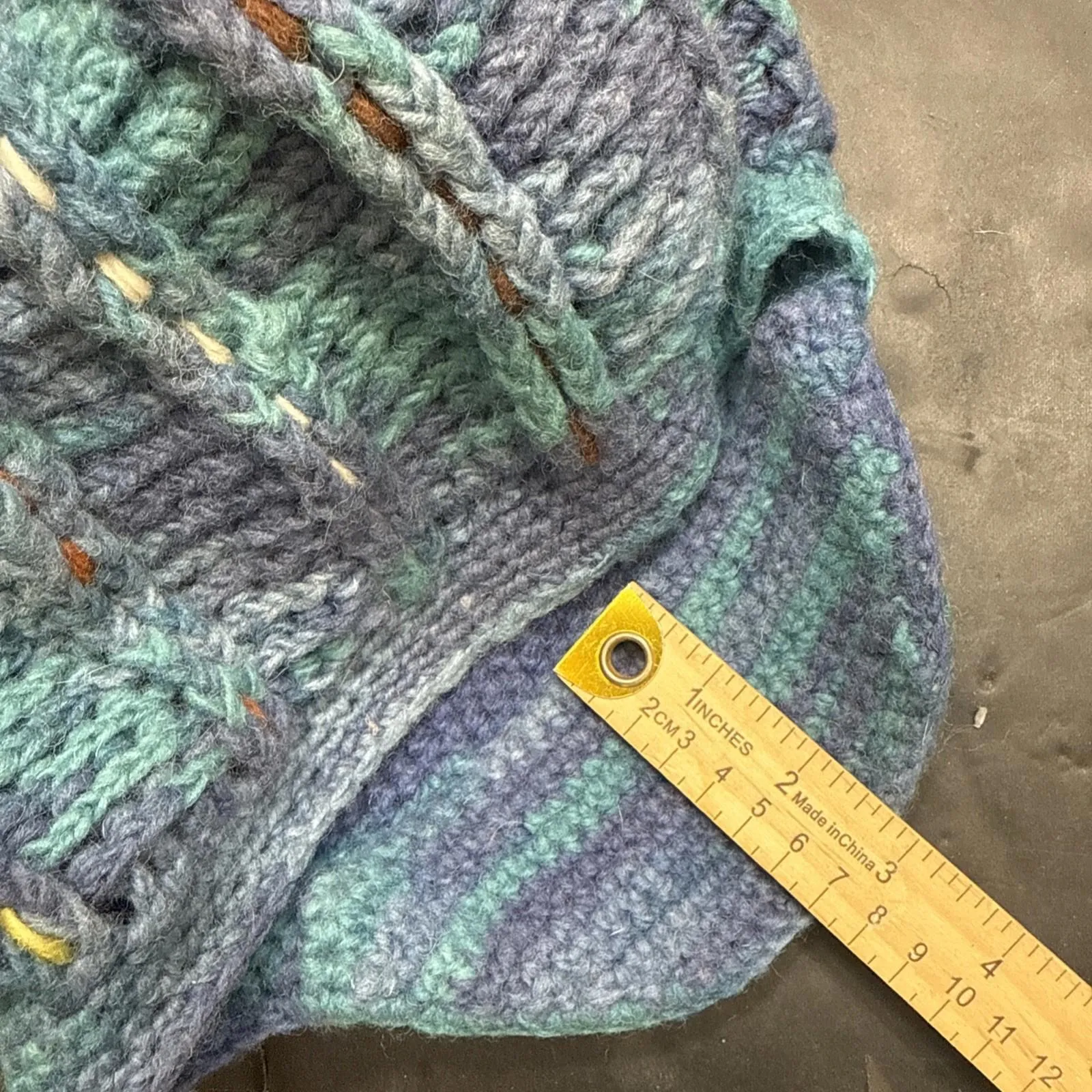 Newari Icelandic Design Chunky Knit Crochet Style French Multicolor Y2K Beret - Image 8