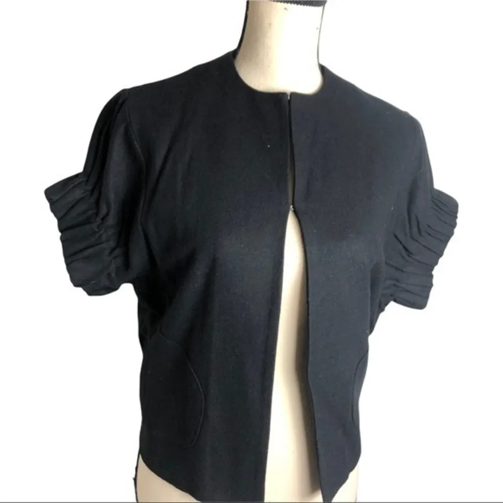 Echo Black Wool Blend Short Sleeve Cropped Jacket Size S/M - Image 8