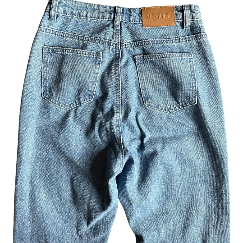 Missguided Women's Straight Leg Jeans with Side Slits Blue Size 2 - Image 4