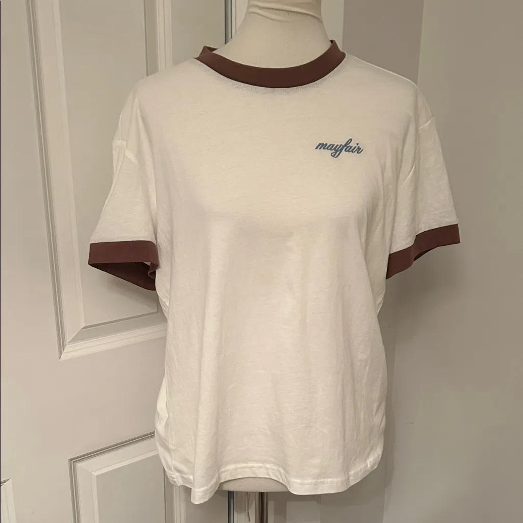 Cutest The Mayfair Group White and Brown Tee - Image 3