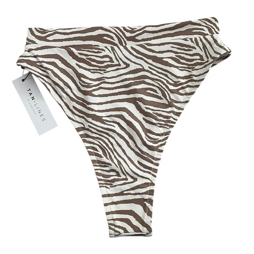 Tan + Lines Sivan Ayla Zebra Como Bottoms Bikini Swim Women’s Size Small NWT Brown - Image 2