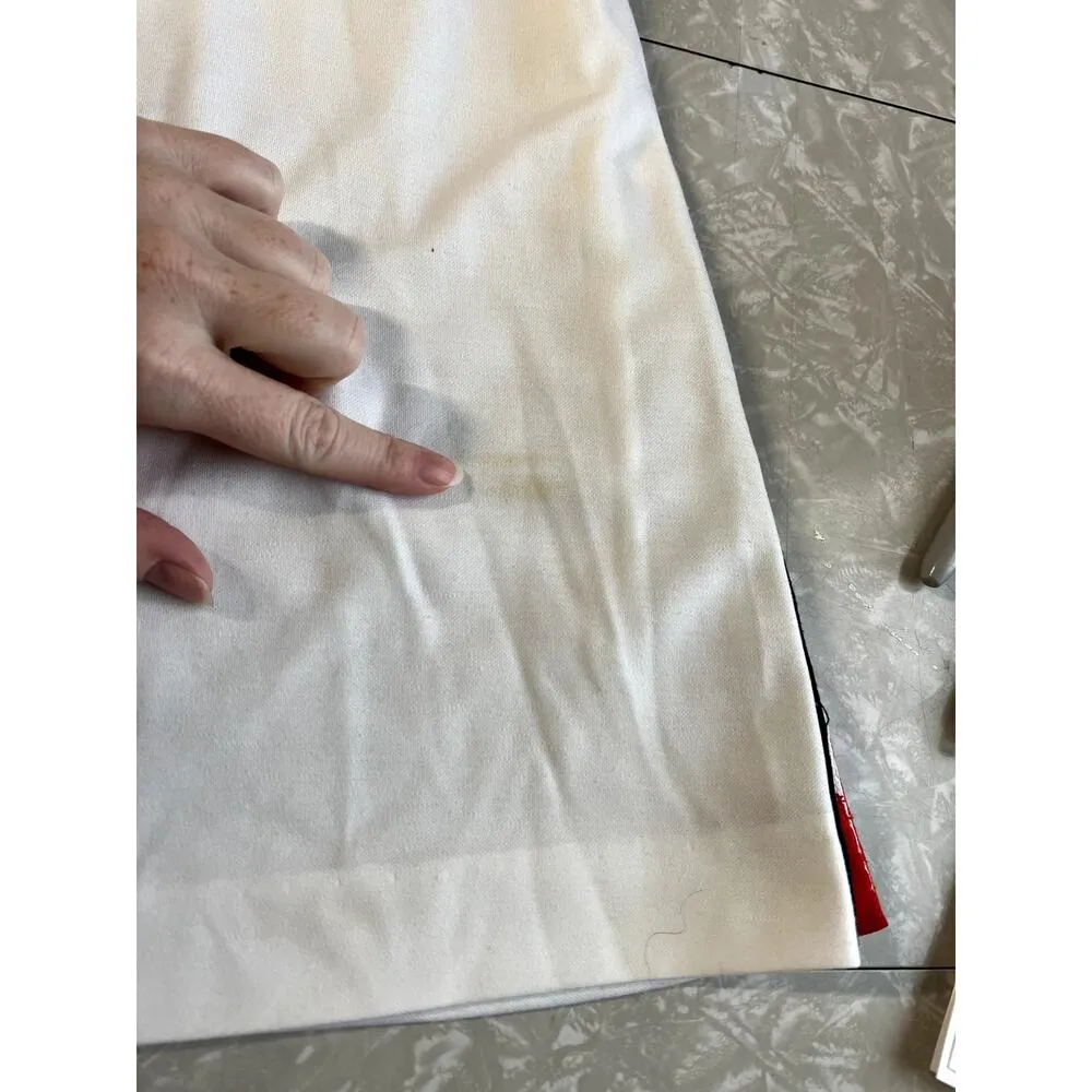 dress knit cap sleeve V neck red white nautical Size M - Image 13