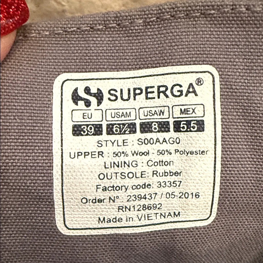 Superga Gray Wool Hi-Top Sneakers Side Zipper + Tie Women’s Size 8 - Image 7