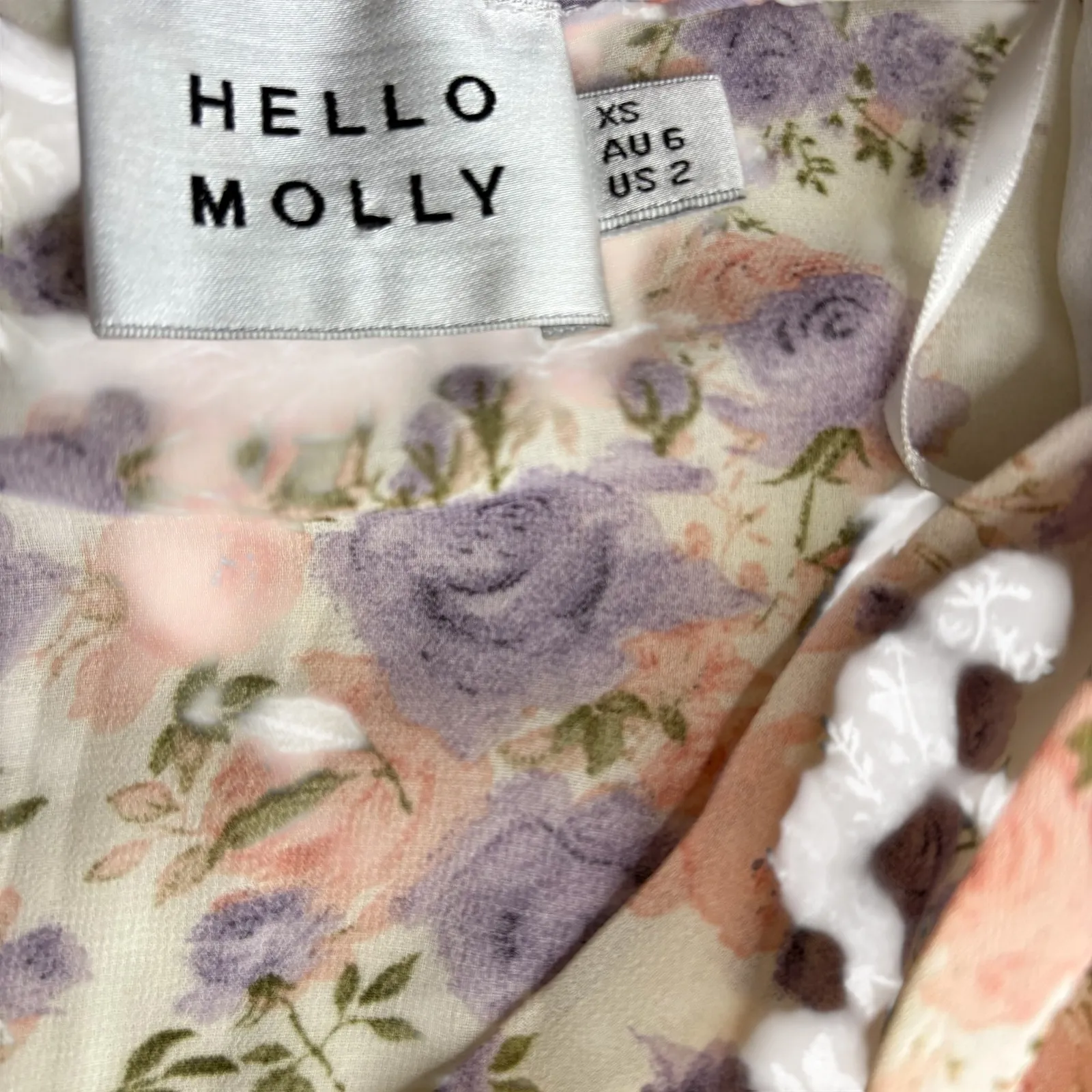 Hello Molly XS  Floral Mini Deep V Dress Long Sleeve‎ Ruched Bodycon Party - Image 5