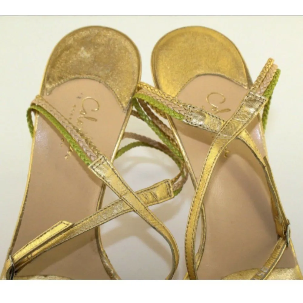 Cole Haan Gold Leather Open Toe Ankle Strap Heels - Image 8