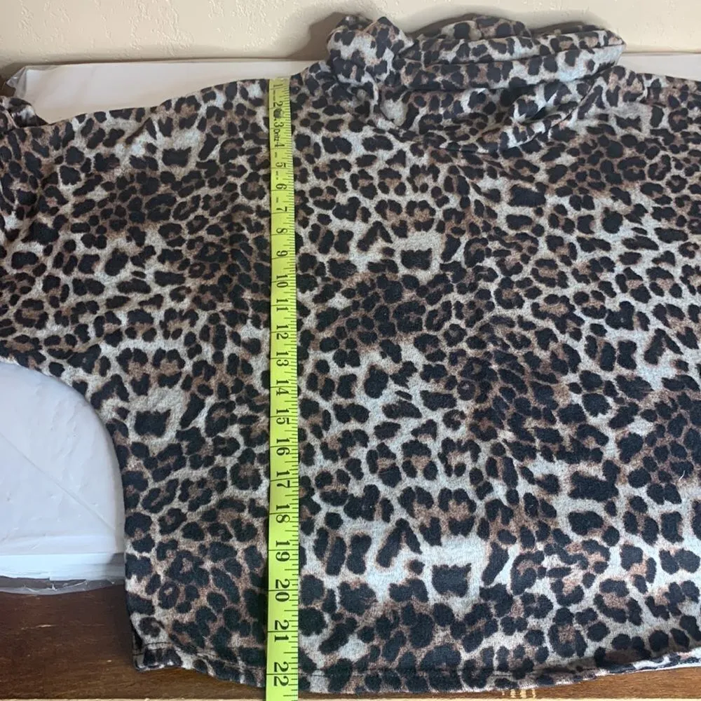 Millibon Leopard Cheetah Print Long Sleeve Top Size Large Black - Image 8