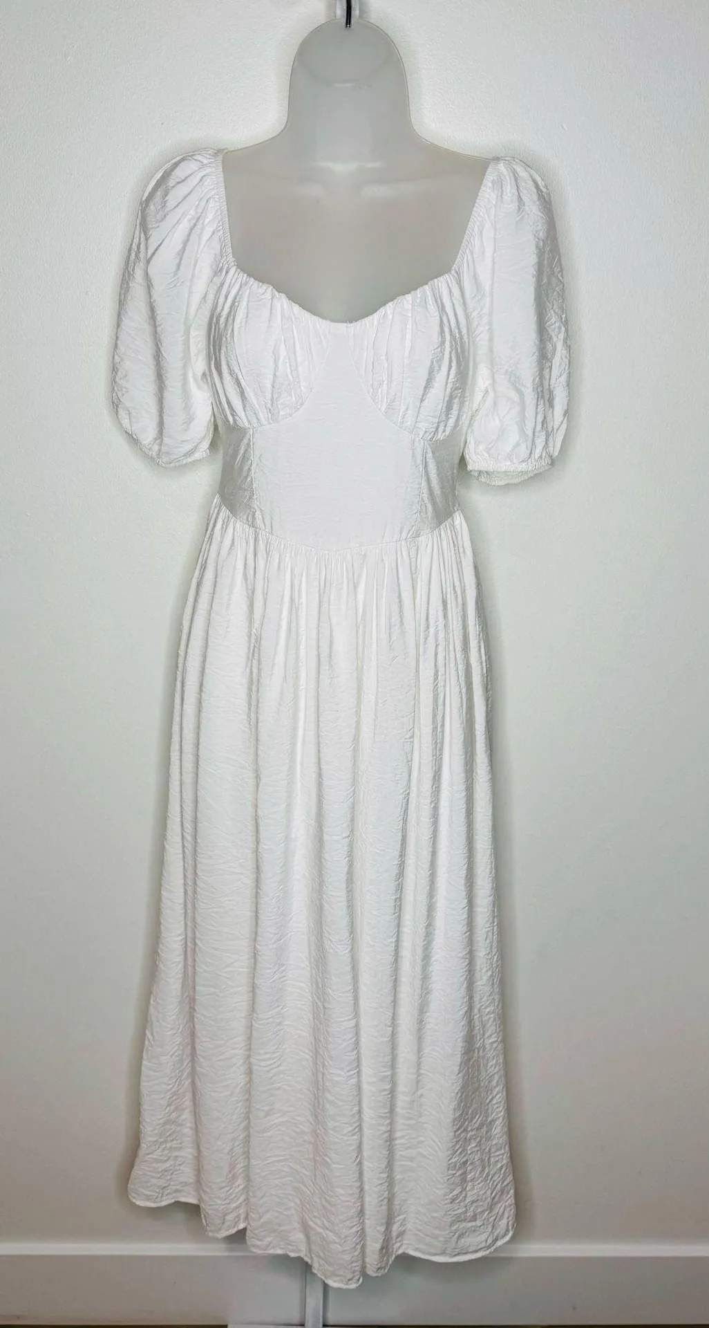 American Eagle Puff Sleeve Corset Tie Back Babydoll Midi Dress. Size Small - Image 2