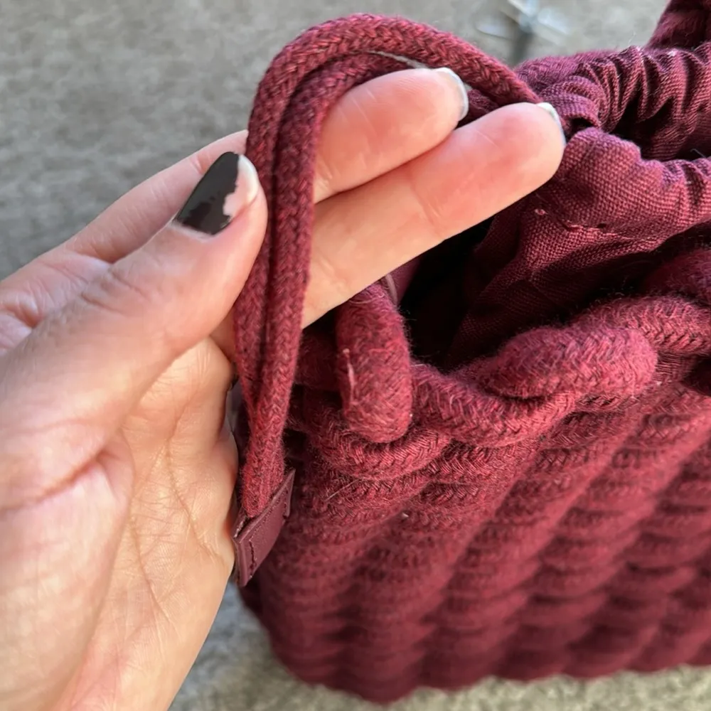 Zara knitted handbag burgundy - Image 4