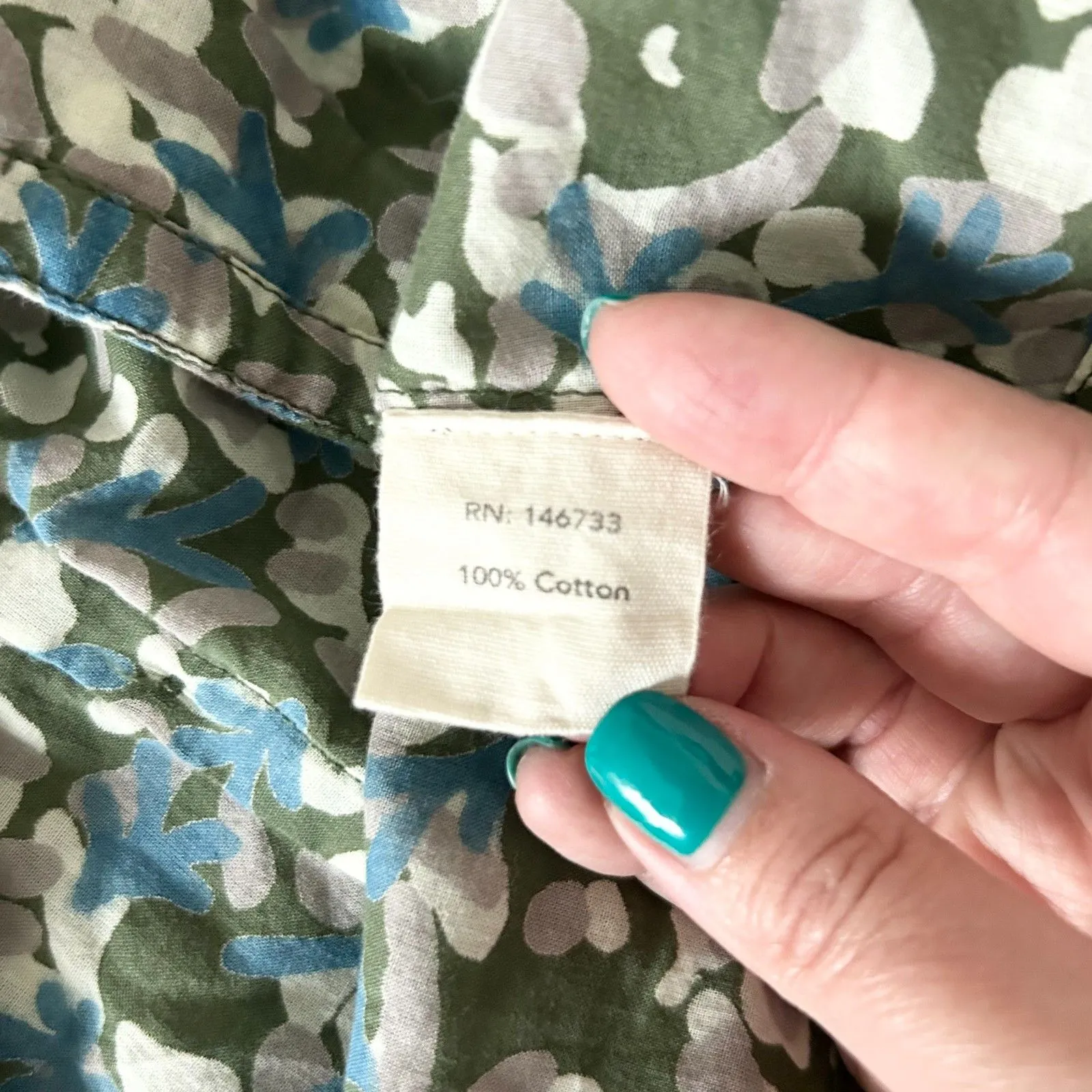 Mirth Amsterdam Top in Green Sweet Pea Print 100% Cotton Size Small - Image 8