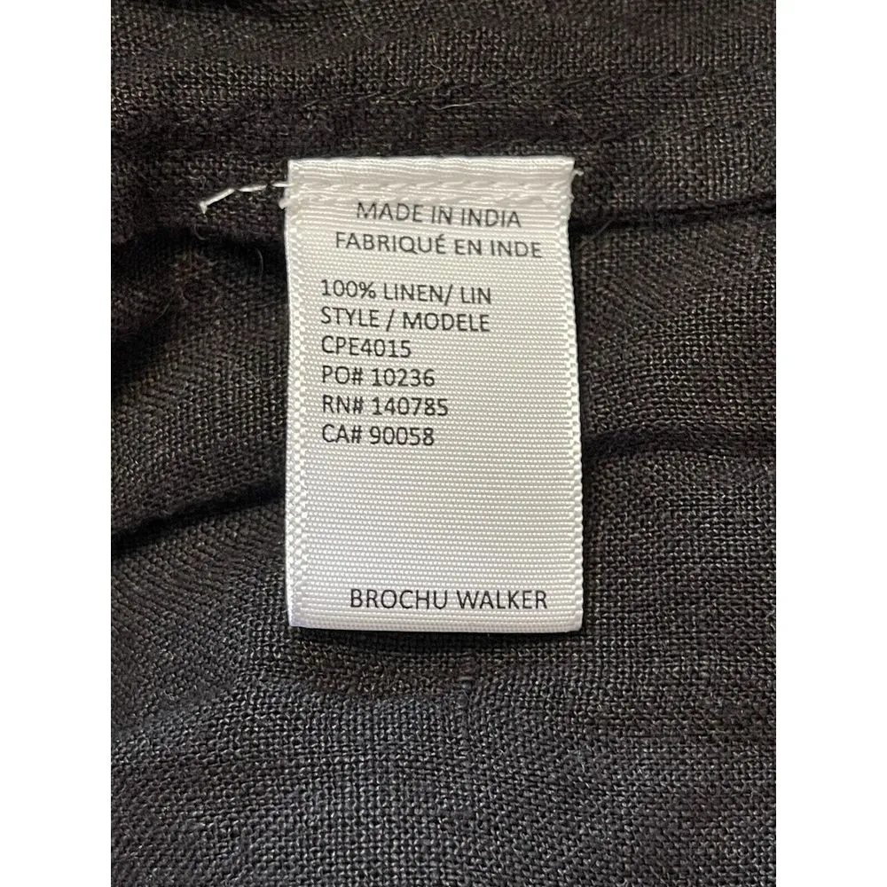 Brochu Walker Dress St. Tropez Onyx Black Linen Dropped Waist‎ Size M Resort - Image 10