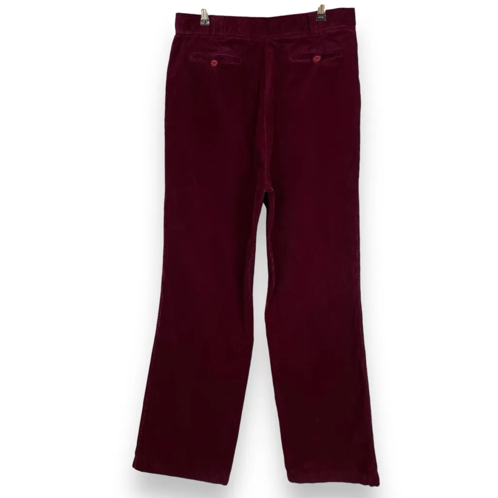 Corduroy‎ Pants Burgundy Dark Red Straight Leg Women High Waisted Rise Pockets Size L - Image 2