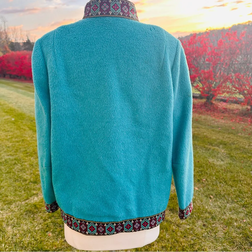 Vintage Danico 100% Pure Wool Scandinavian/Nordic Sweater Jacket Blue Size 12 - Image 11