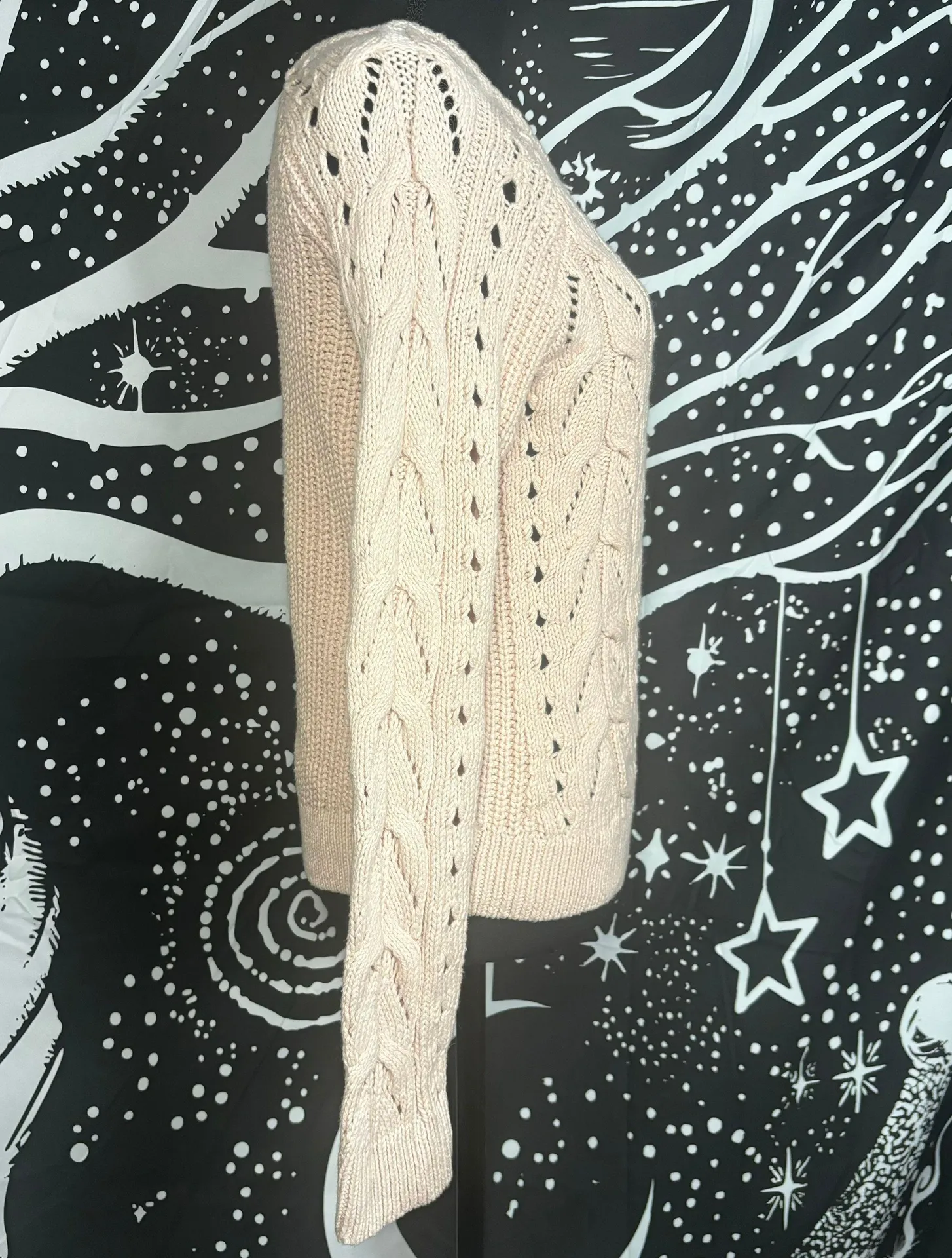 Womens Pink Cable Knit Crew Neck Pullover Casual Sweater Small - Image 5