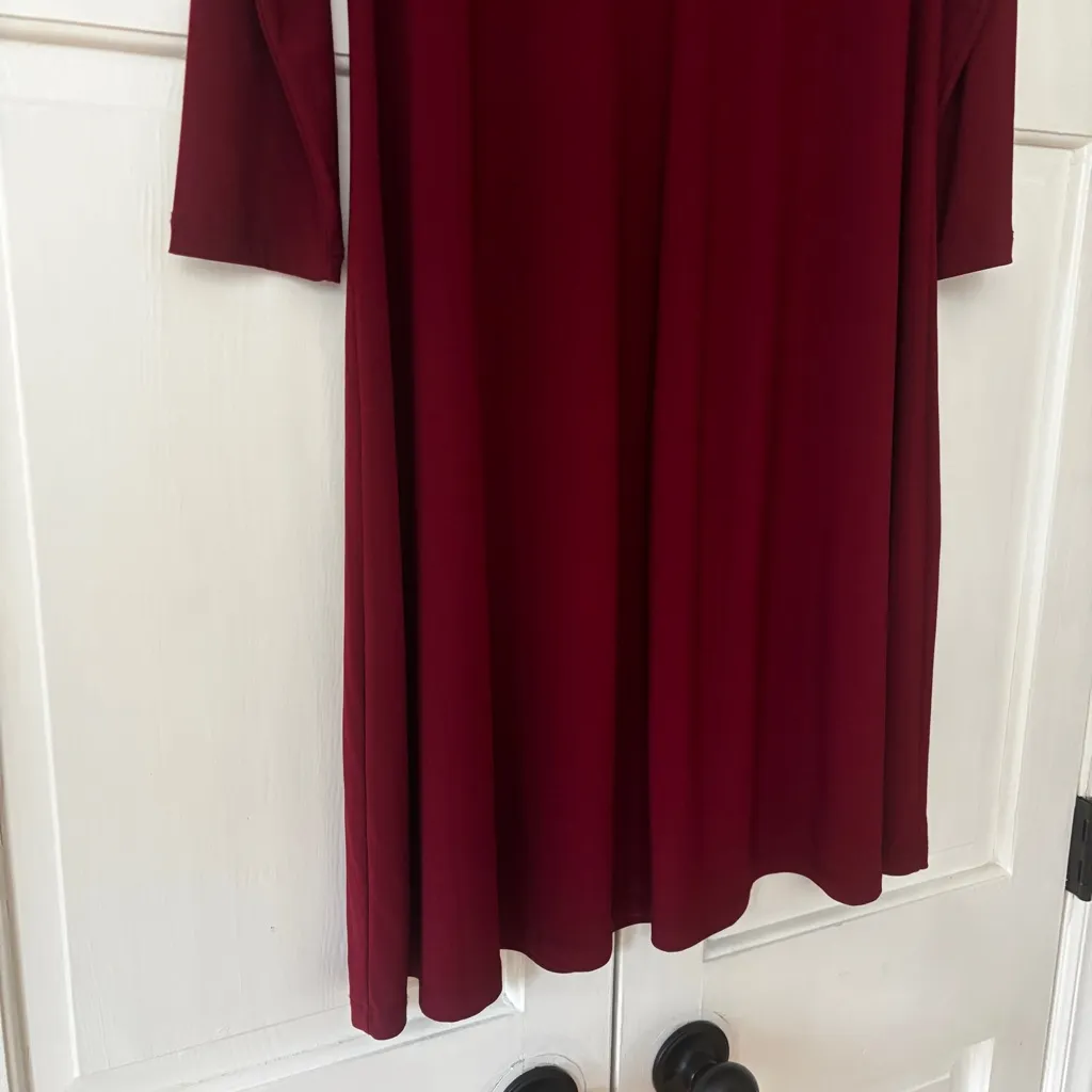 Clara Sun Woo Maroon High Neck 3/4 Sleeve Burgundy‎ Dress Size XS Cutout Mock Red - Image 9