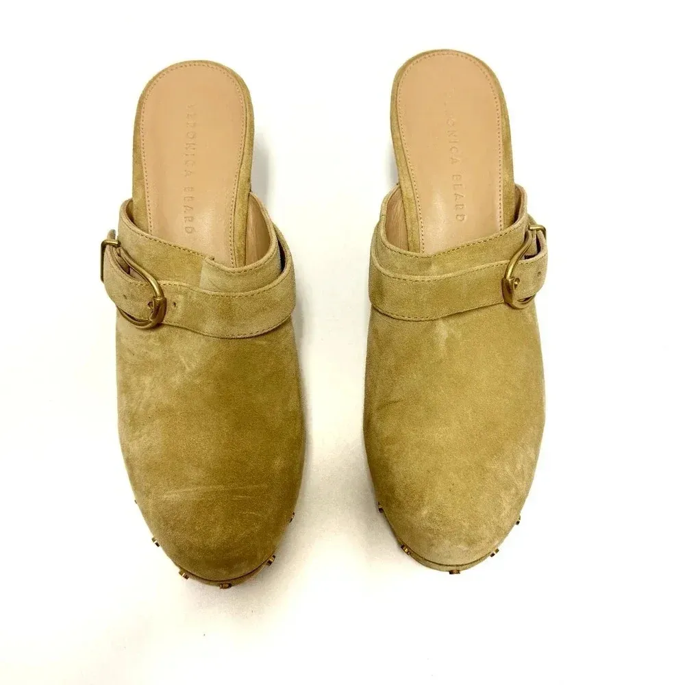 NWOT Veronica Beard Hendrix Suede Clog - Boho Backless Heeled Clog - Image 9