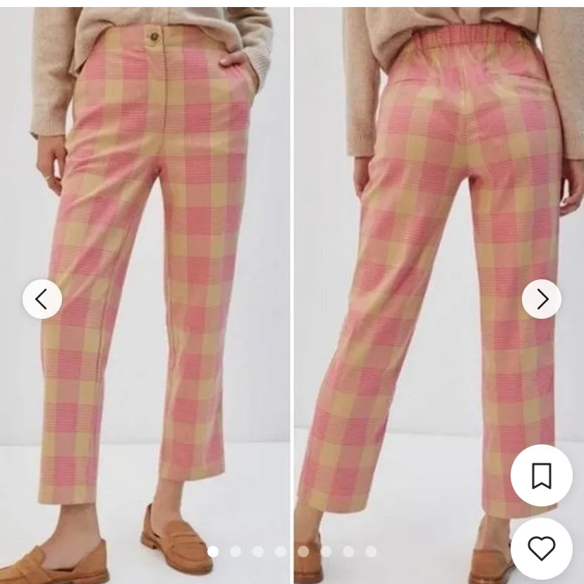 Anthropologie Maeve Plaid Tapered Pull On Pants Pink Tan 10 $128 casual fall - Image 2