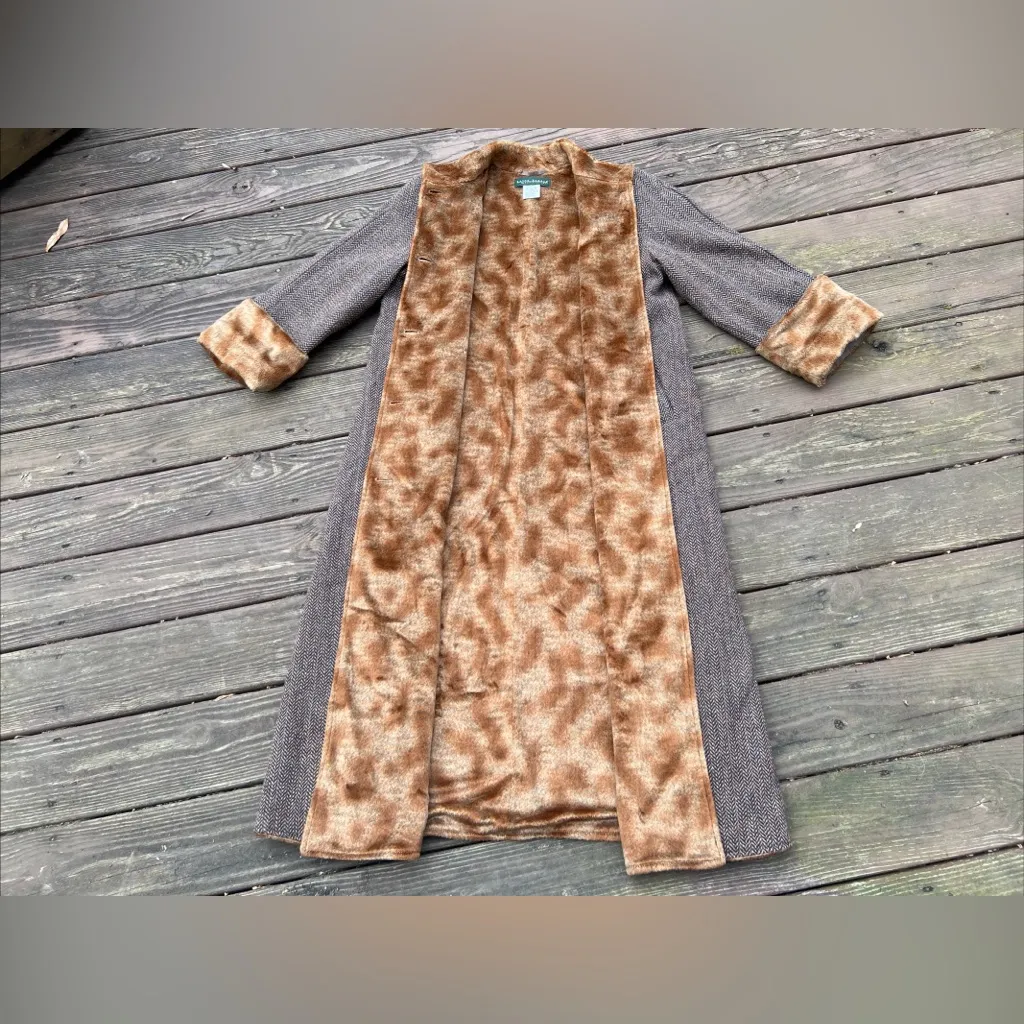 Harve Bernard Brown Tweed Womens Winter Full Length 100% Wool Coat,Ukraine|Sz:10 - Image 16