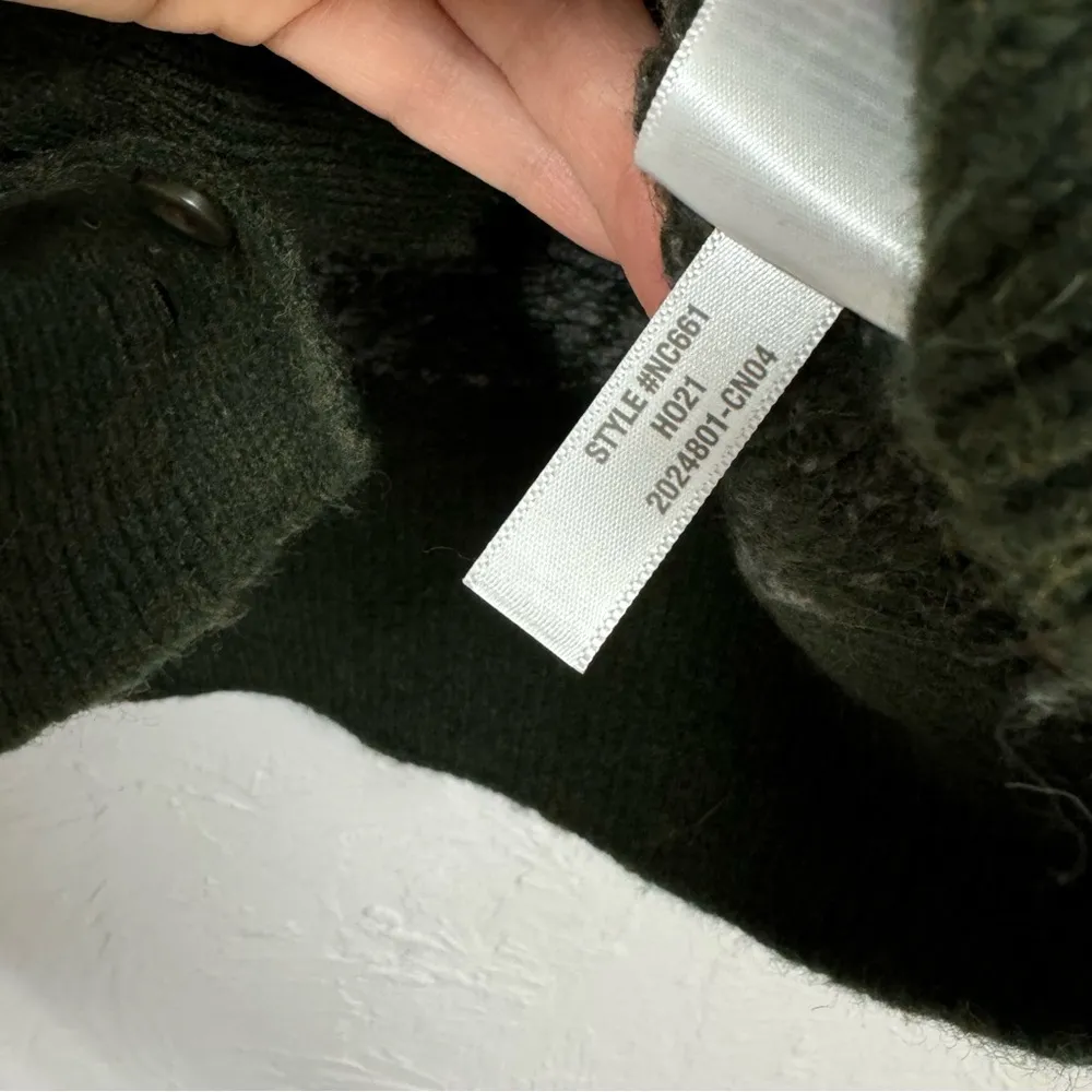 Madewell Green Herringbone Wool Alpaca Cardigan Sweater Womens S Double Breasted - Image 5