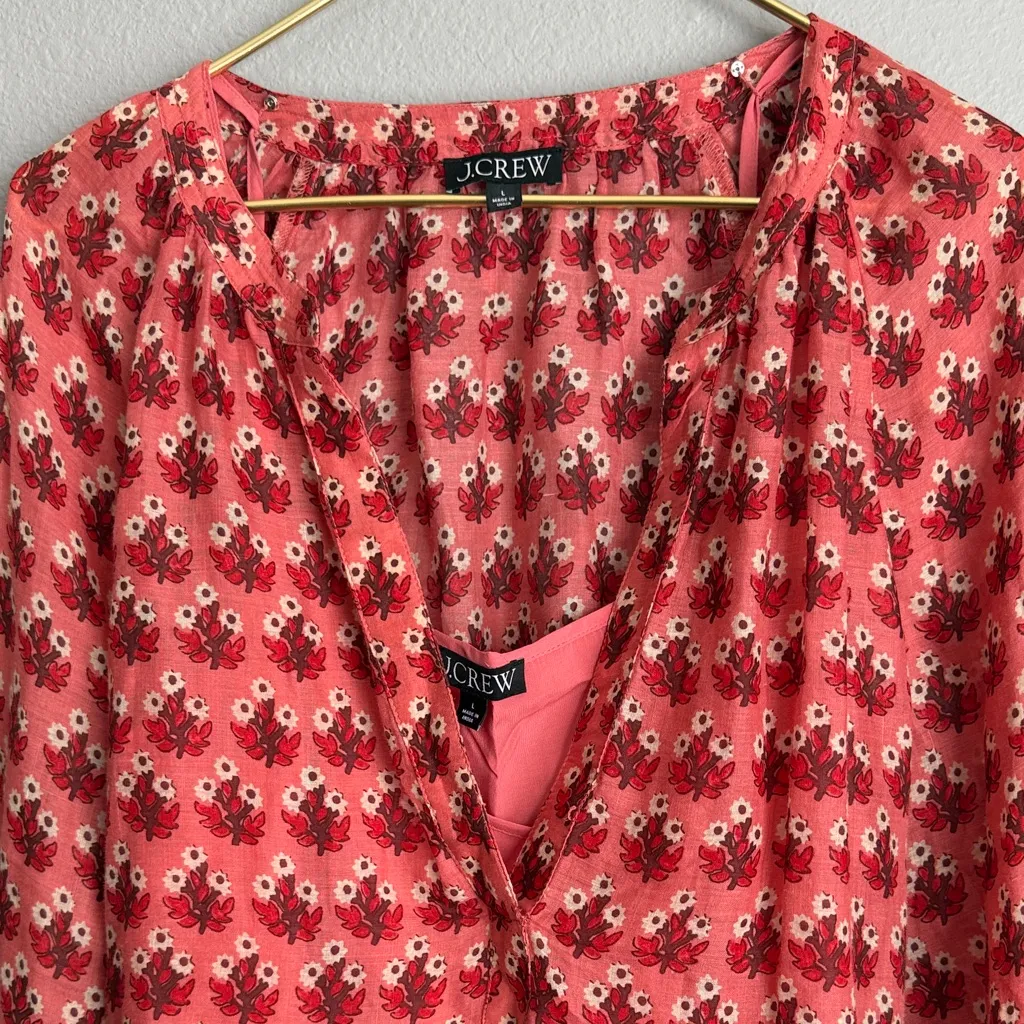 J. Crew Cabana Mini Dress In Block- Print Ramie Size Large - Image 9