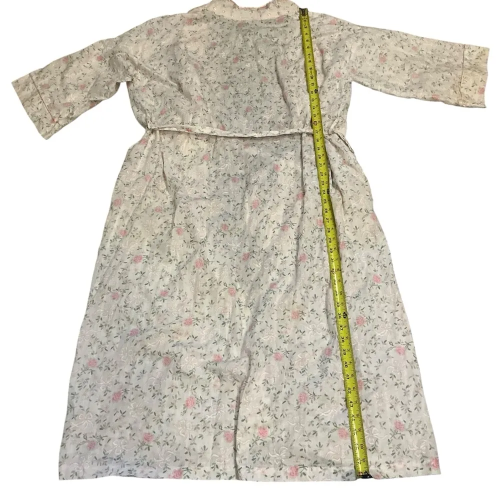 Vintage 80s Appel nightgown cottagecore floral embroidered full length satin Size M - Image 2