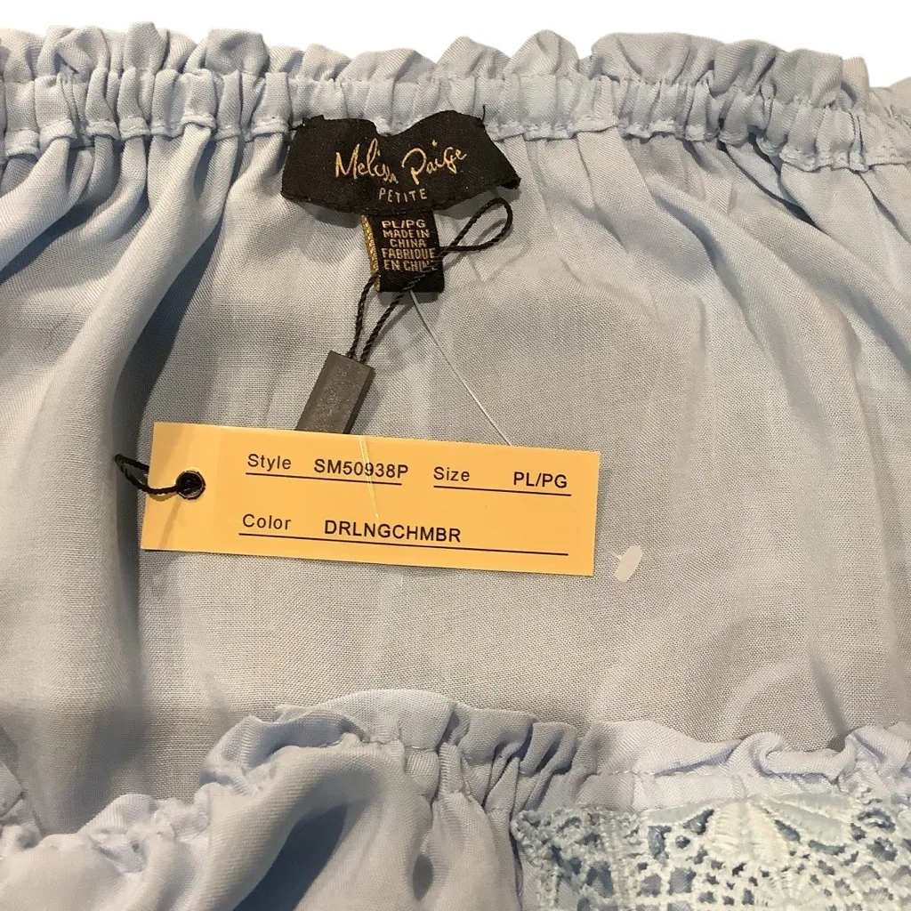 Melissa Paige Sky Blue Ruffled Peasant Top BRAND NEW BEAUTIFUL DETAIL. SIZE PL - Image 11