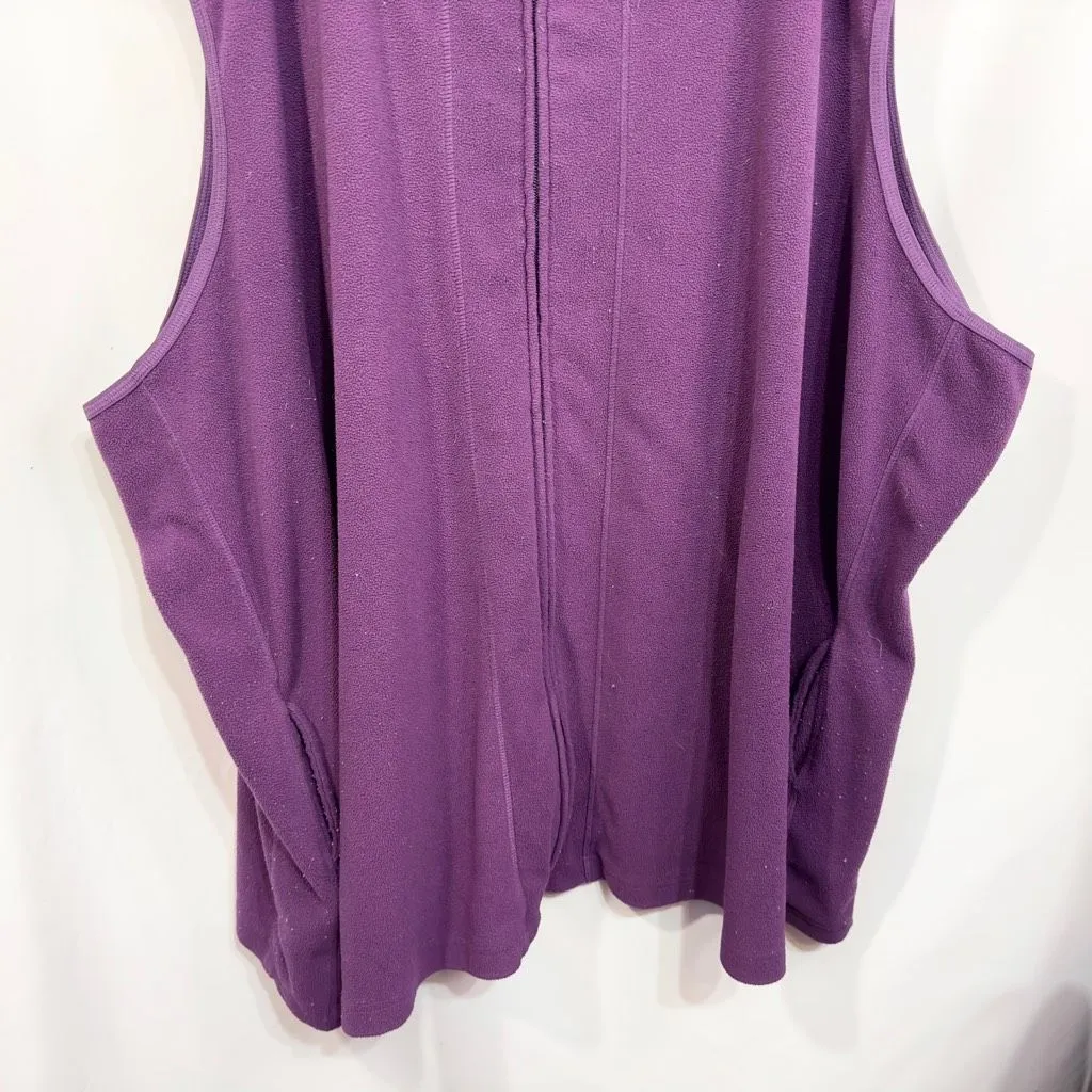 Woman Within Plus Size 6X Vest Full Zip Microfleece Deep Purple Pockets 1255 - Image 4