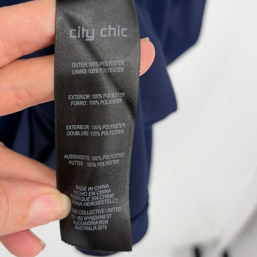 City Chic Sequin Dress 18 Navy Chiffon Holiday Cocktail Wedding Flutter Cruise - Image 11