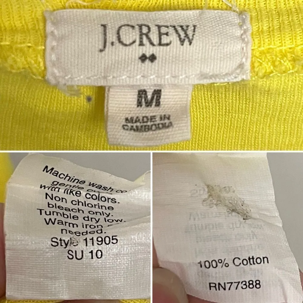 J.Crew Factory Yellow Fitted Short Sleeve Cotton T-Shirt Ribbed Deep VNeck M - Image 9