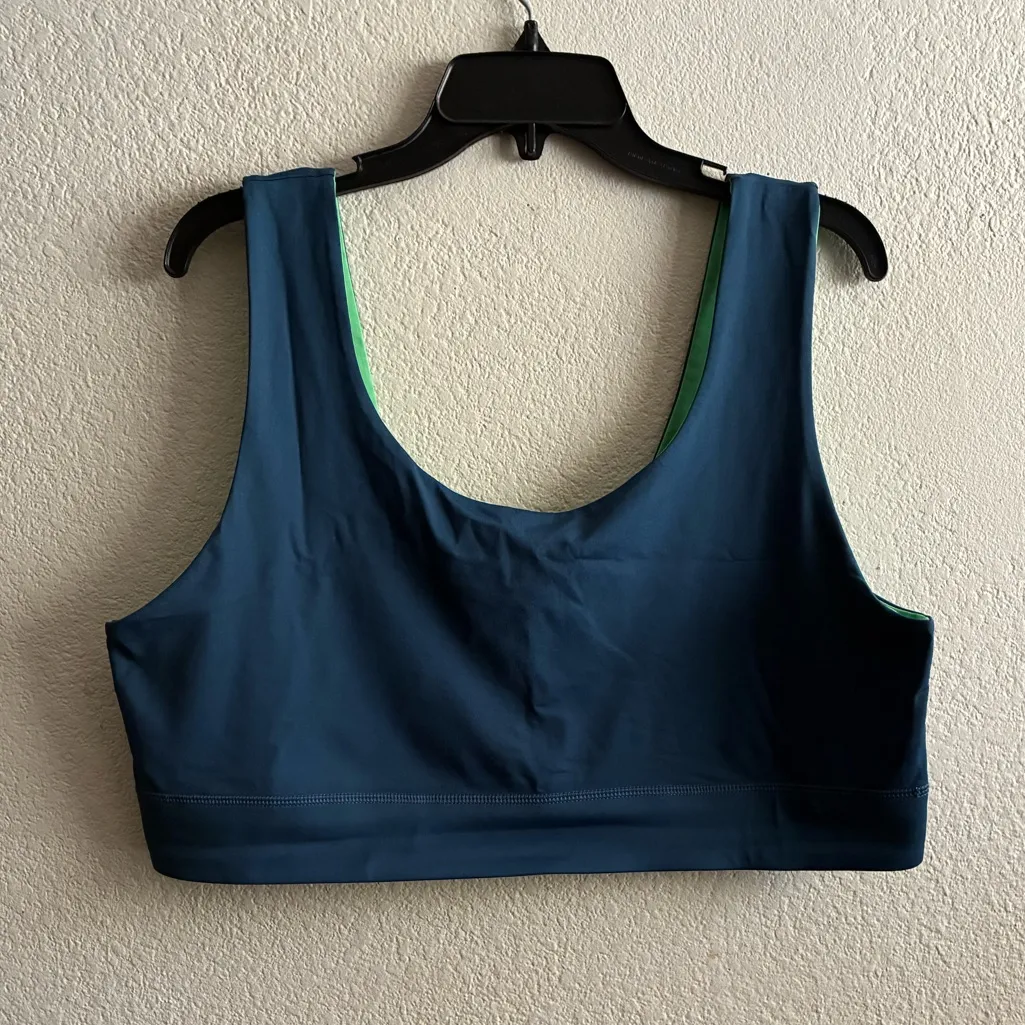 Fabletics Midnight Teal/Spring Leaf Harlow Reversible Medium Impact Sports Bra - Image 3