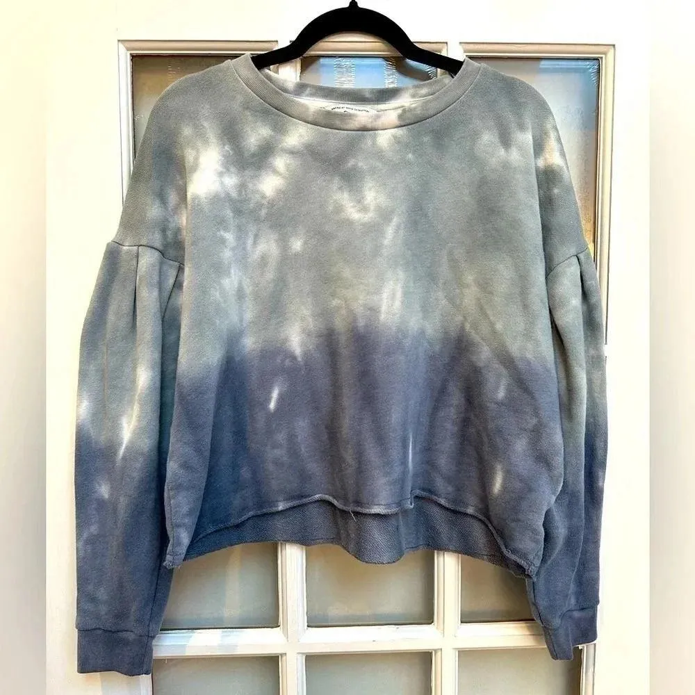 Vintage Y2K American Eagle Blue Grey Tie Dye Crop Top Sweatshirt Size Medium M - Image 10