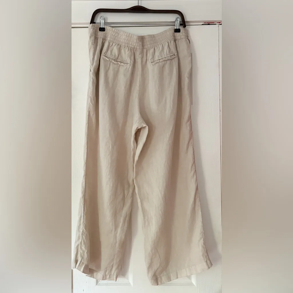 Nicole Miller Cream Linen Pants Size Large EUC‎ - Image 2