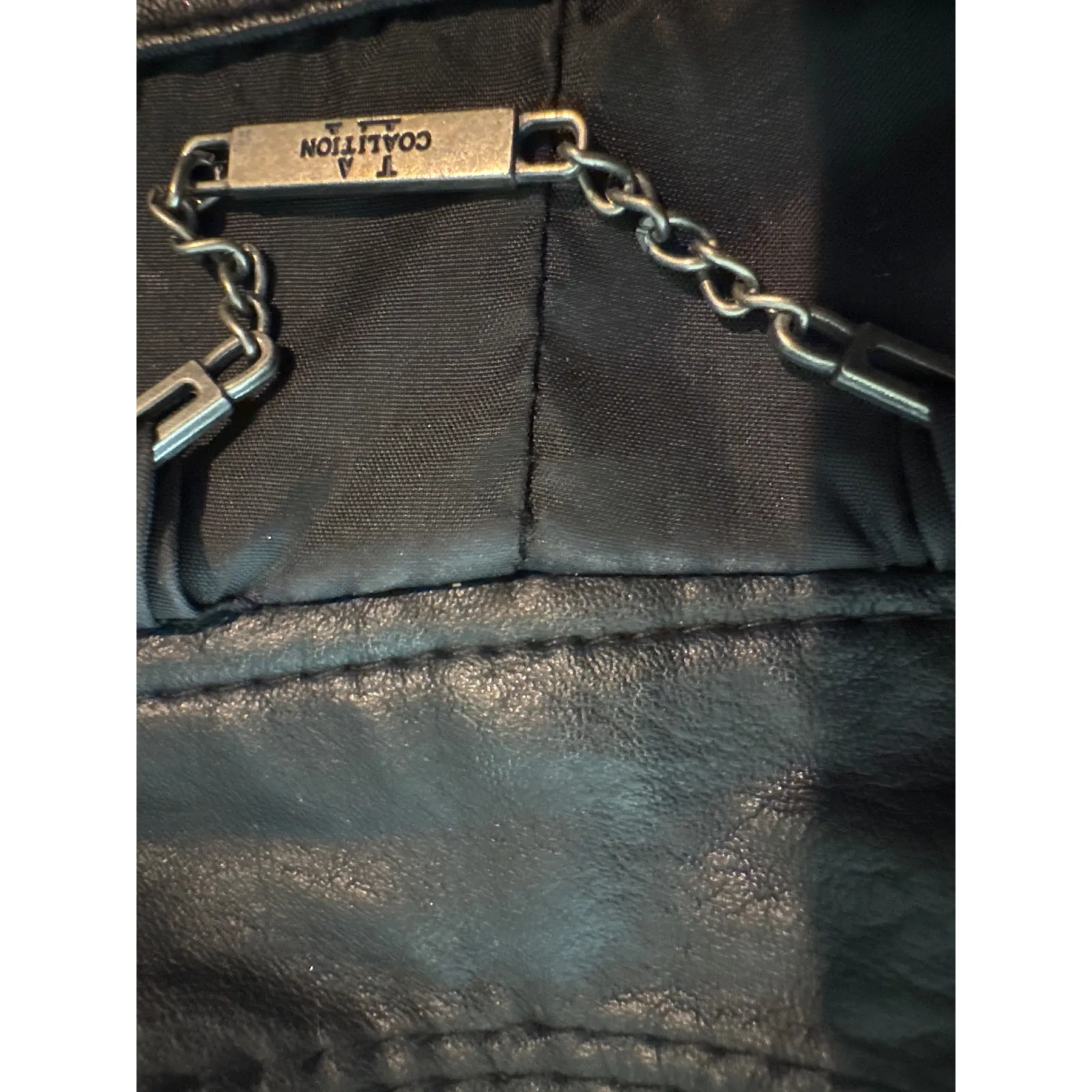 LA coalition jacket womens large Black Faux Leather Motorcycle Jacket Biker - Image 4