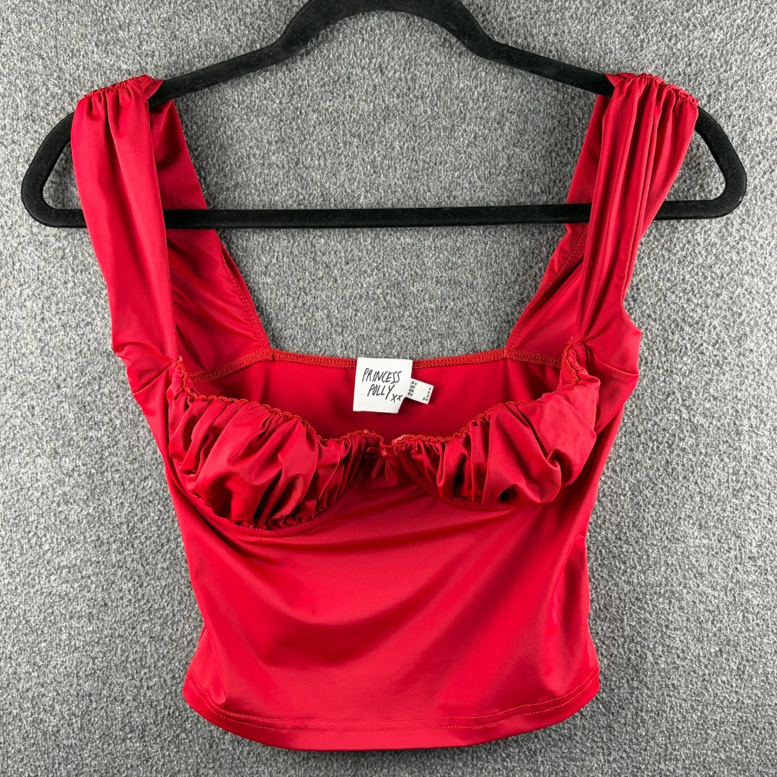 Princess Polly Candyce Red Ruffle Bustier‎ Crop Top Underwire Bra Size 2 - Image 2