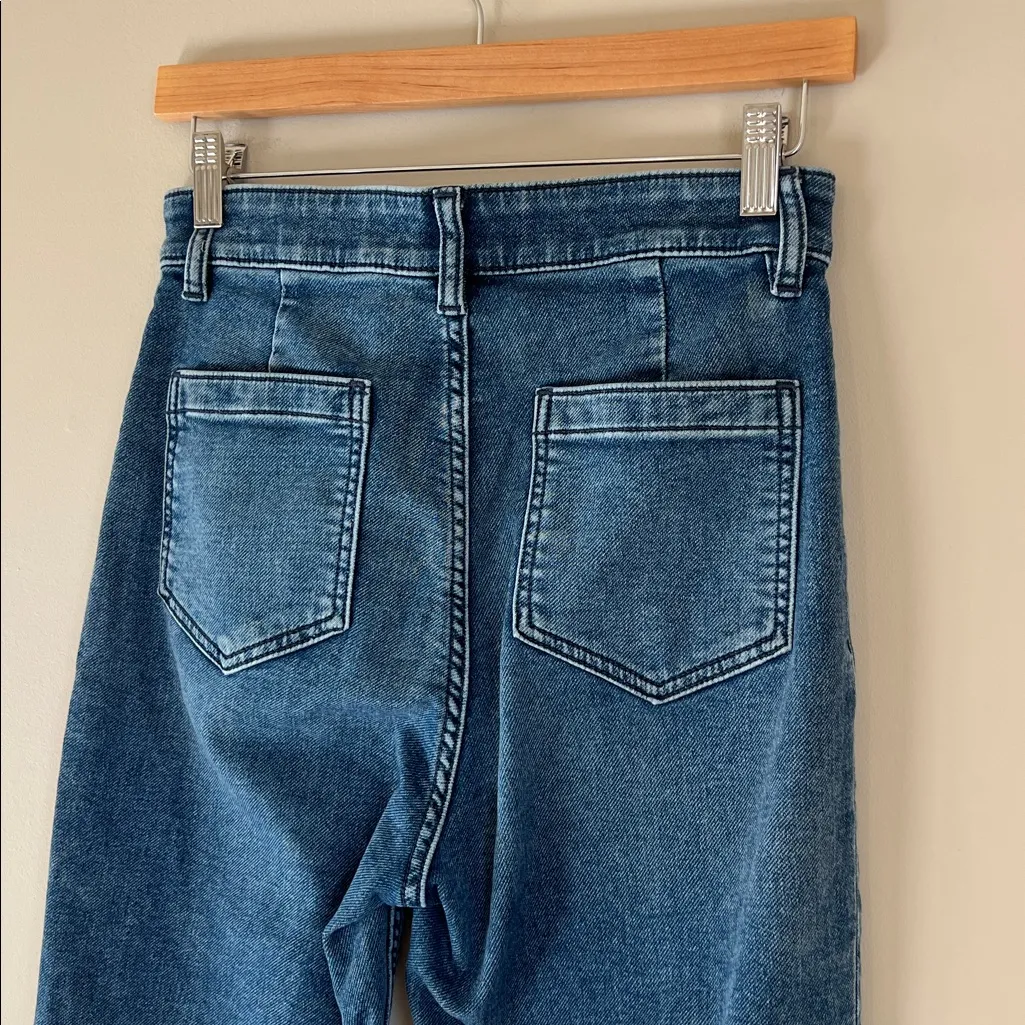 Faherty Women's Stretch Terry Patch Pocket Flare Jeans in a dark blue wash 28 - Image 5