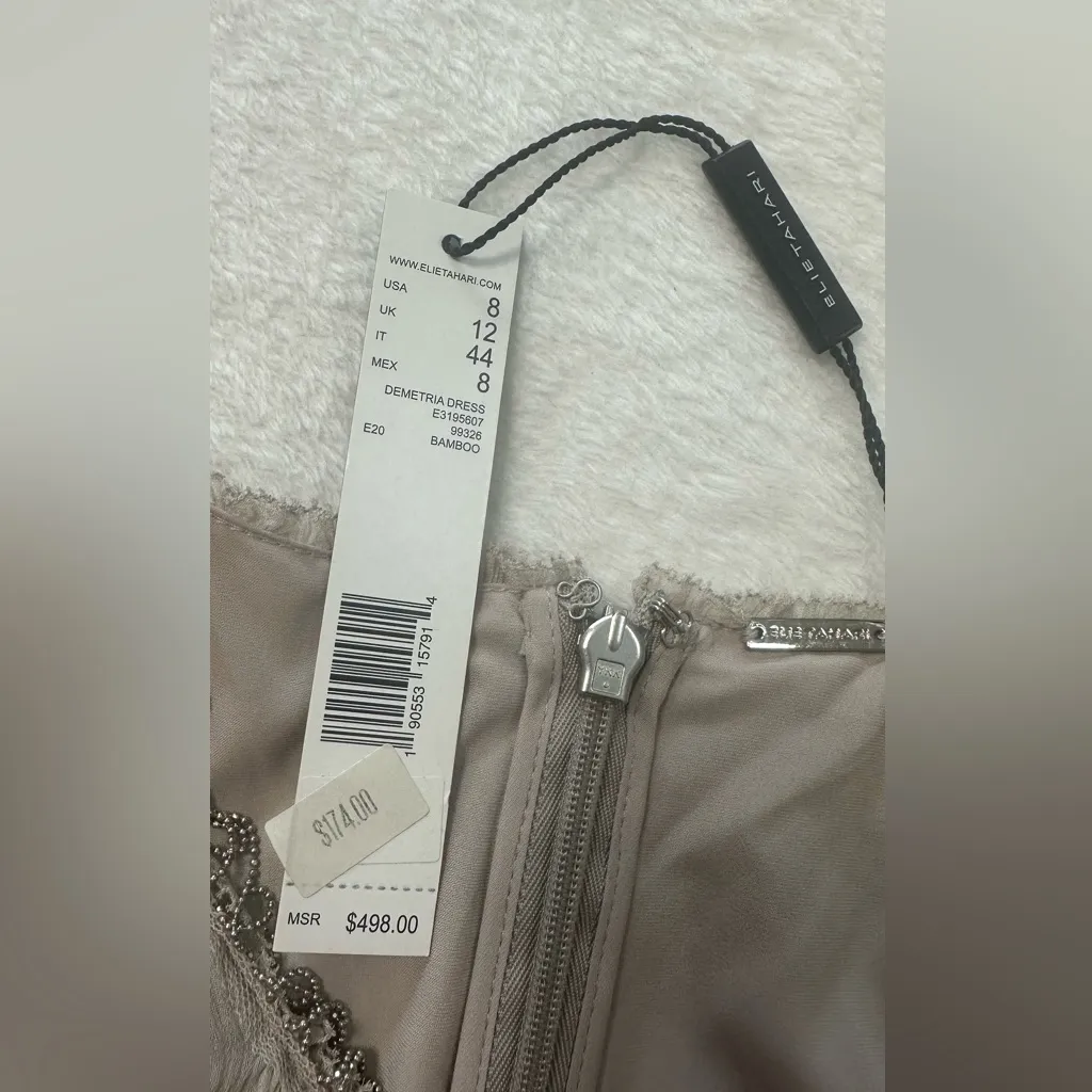 Elie Tahari NWT- $498  100% Silk Demetria Sleeveless Chain-Trim Silk Dress 8 - Image 11