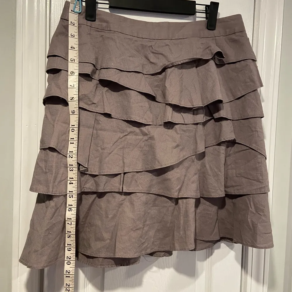 Mossimo Size 6 Purple Gray Linen Blend Tiered Ruffle Zip Up A Line Mini Skirt - Image 4