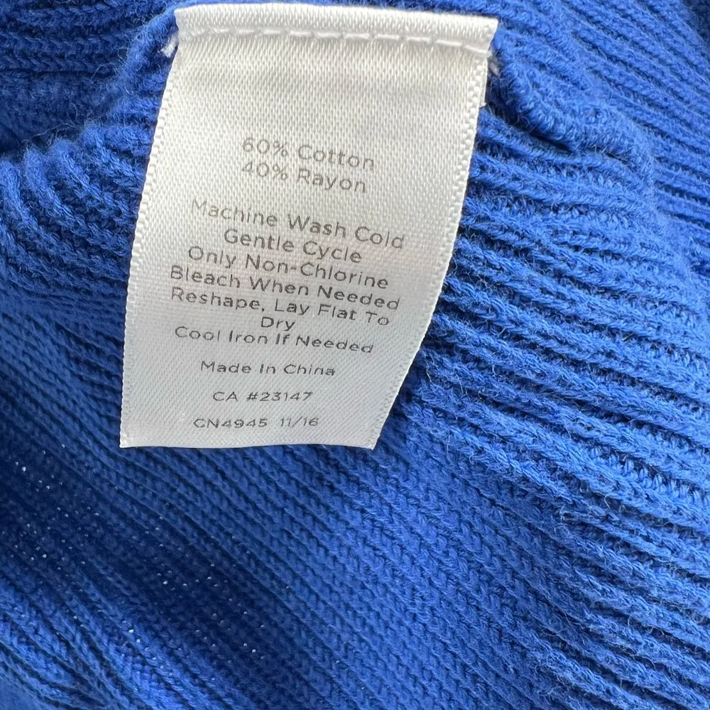 Talbots M royal blue cotton blend open front cardigan casual business office - Image 6