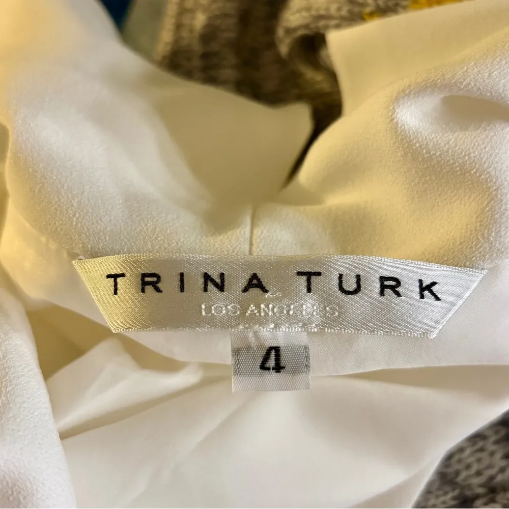 Trina Turk sleeveless cowl neck white dress sz 4 - Image 3