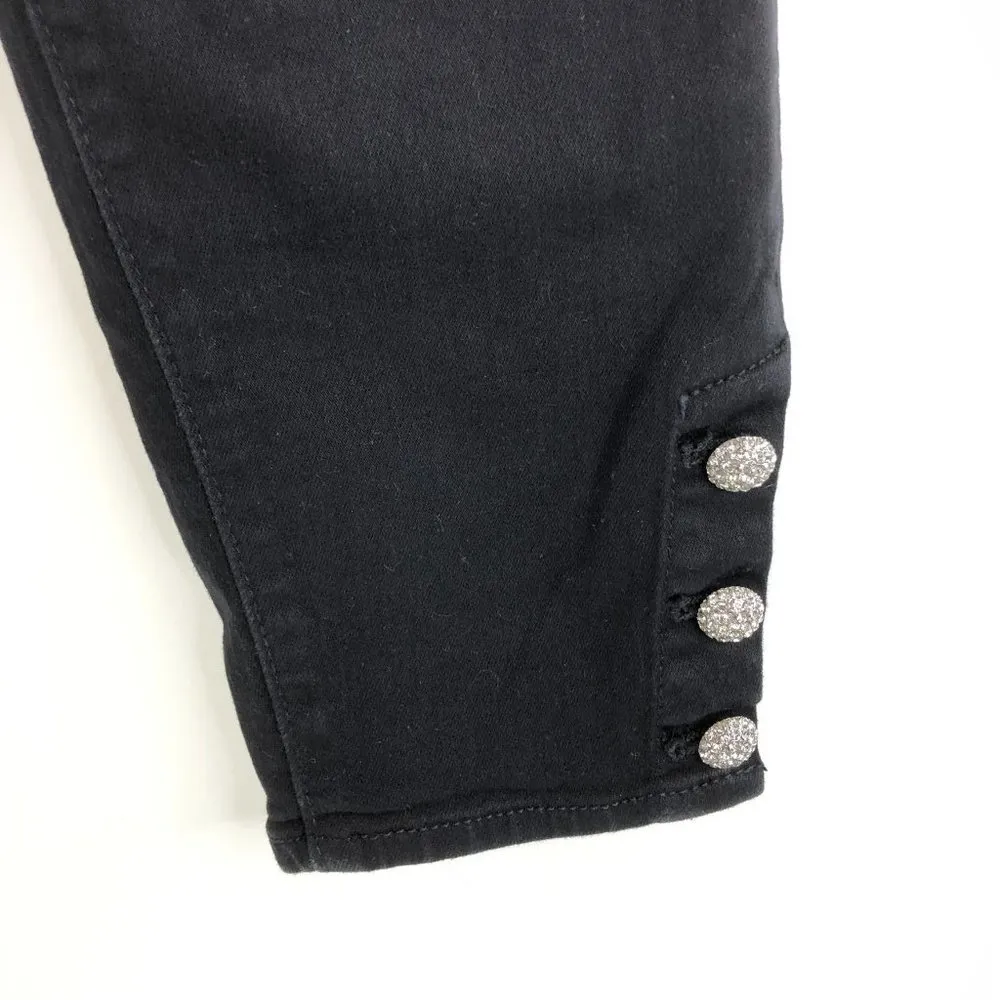 Talbots Women's Jeggings High Rise Ankle Side Jewel Button Ankle Hem Black 10P - Image 2