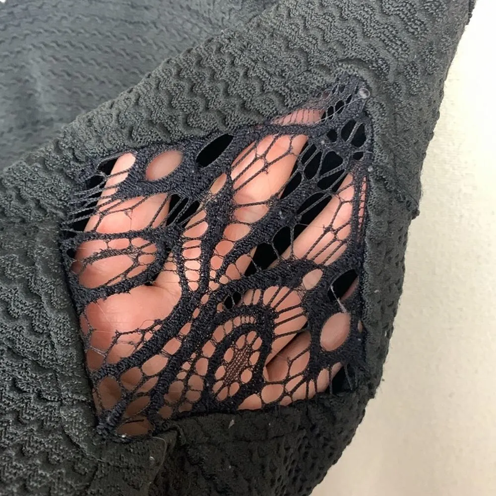 Dainty Hooligan women's medium black lace cutout bandaid body con dress goth pun - Image 9