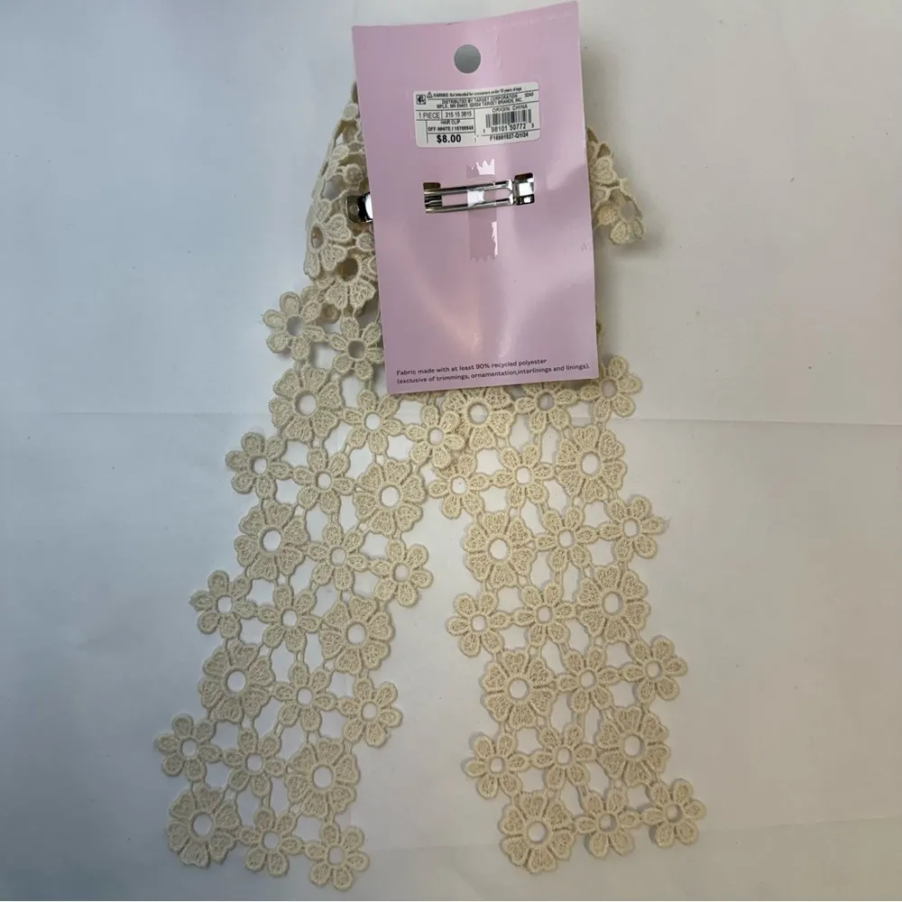 Wild Fable Eyelet Lace Hair Accessory Clip Off white Cream Floral boho crochet - Image 5