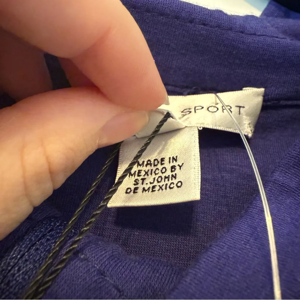 NWT St. John Sport Purple Deep Cobalt Zip Up Bejeweled Jacket Size Large - Image 9